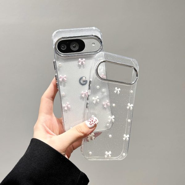Handmade 3D Pearl Bow Clear Soft TPU Phone Case