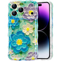 Holographic Pearlescent Oil Painting Floral Wave Frame TPU Phone Case