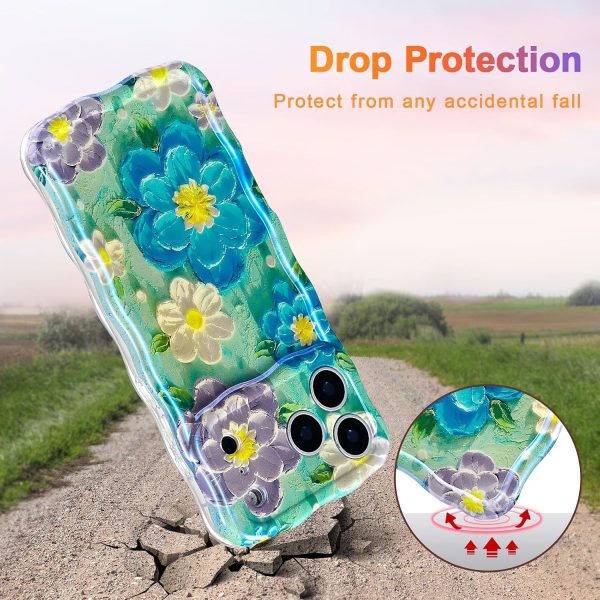 Holographic Pearlescent Oil Painting Floral Wave Frame TPU Phone Case