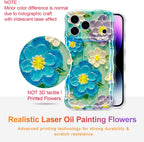 Holographic Pearlescent Oil Painting Floral Wave Frame TPU Phone Case